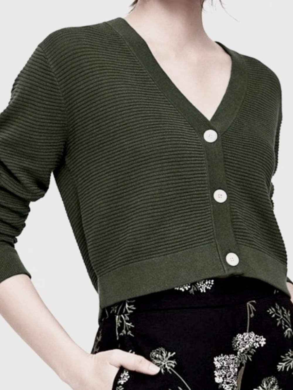 Wilfred Ribbed Knit Cropped Cardigan